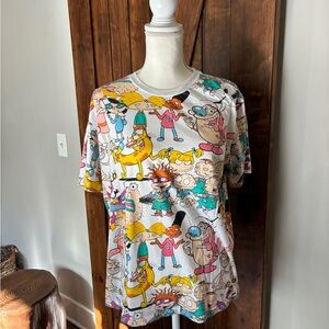 Nickelodeon 90's Cartoon T-Shirt Rugrats Ren Stimpy Cat Size M Unisex Vintage